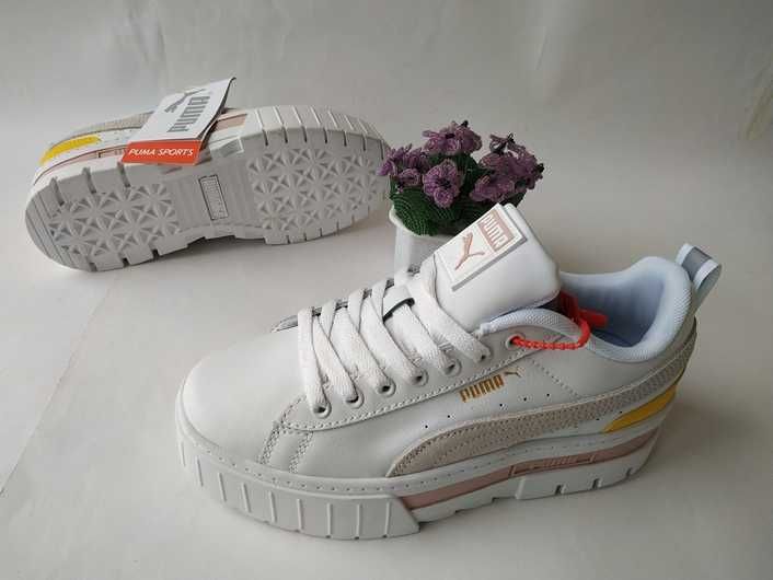 Женские кроссовки Puma Mayze Leather White, beige