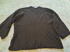 Czekoladowy brązowy sweter Zara S/XS wełna 30% szerokie rękawy