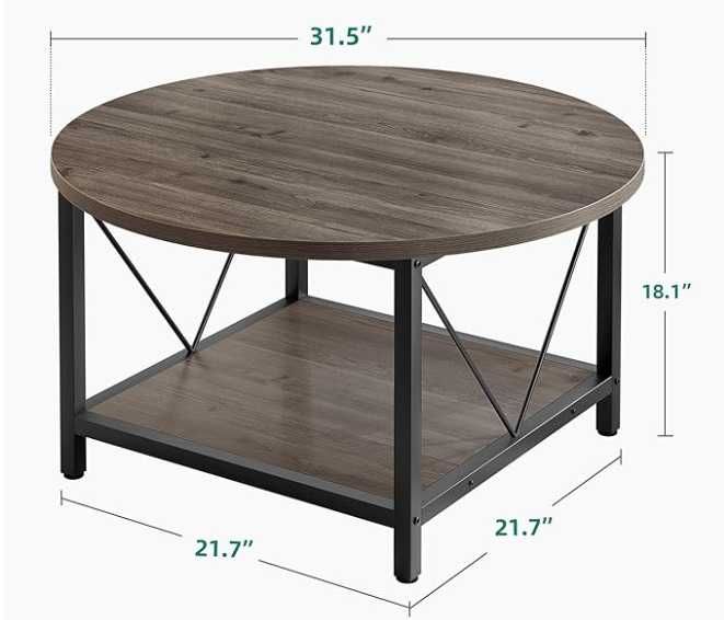 Okrągły stolik kawowy loftowy z półką