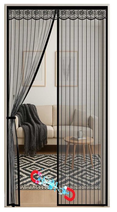 Moskitiera Magnetyczna Drzwi Balkonowe 90x210cm Montaż Rzep Wiercenia