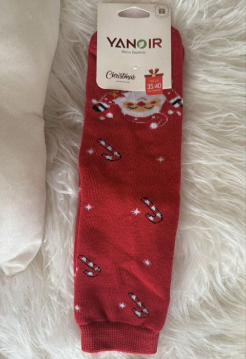 Meias vermelhas Natal antiderrapantes