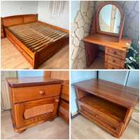 Zestaw drewniany łóżko toaletka komoda szafka rtv