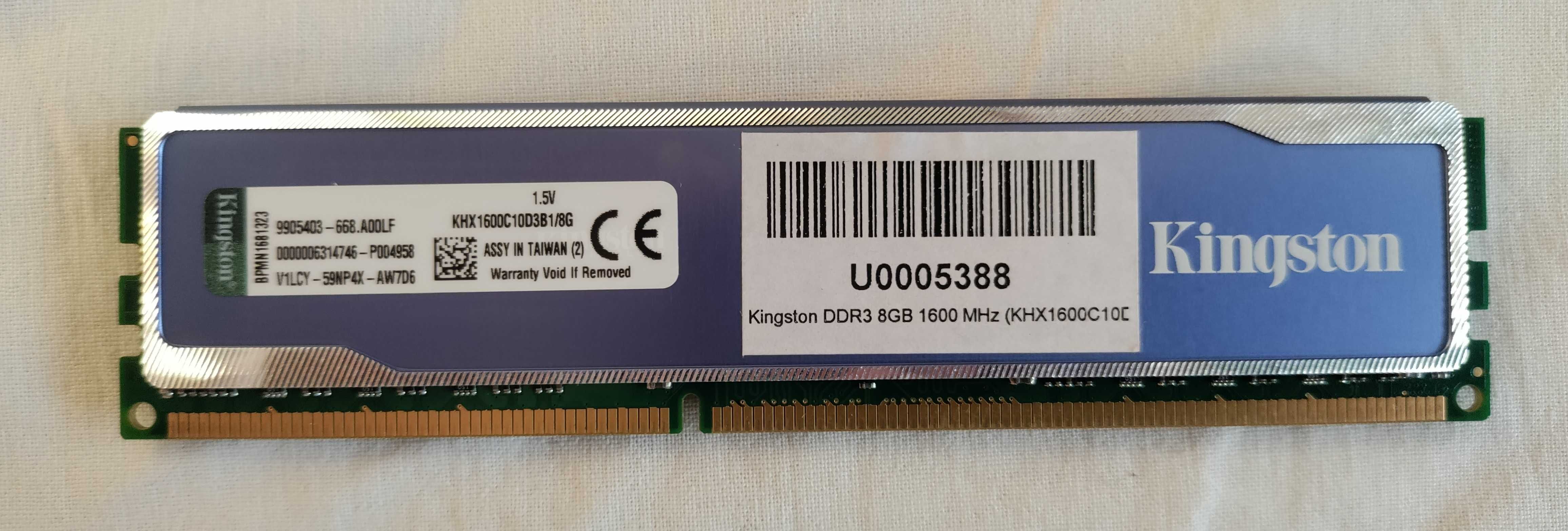 Память Kingston 8Gb DDR3-1600Mhz