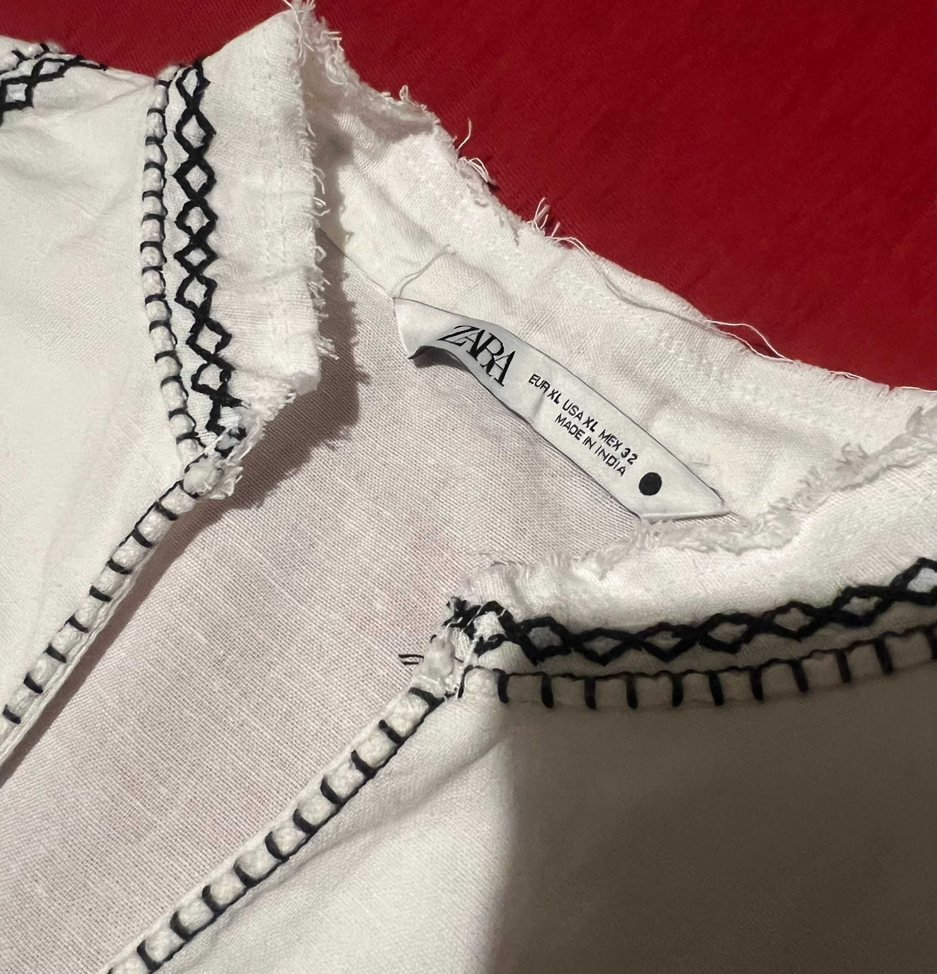 Шикарная рубашка с вышивкой ZARA в идеале! р.L/XL Оверсайз