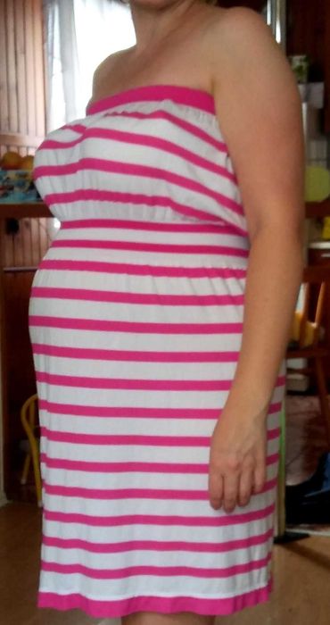 sukienka pasy róż białe/może być ciążowa /40  L