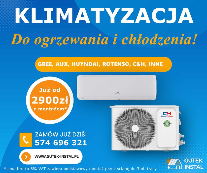 Klimatyzacja z montażem AUX Q-Smart Plus II 3,5kW, grzeje i chłodzi