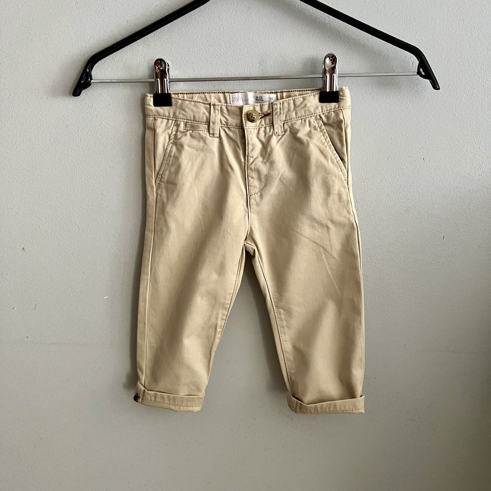 бавовняні бежеві штани на літо від Zara 80/86