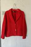 Marynarka tweedowa zara czerwona zlote guziki S oversize