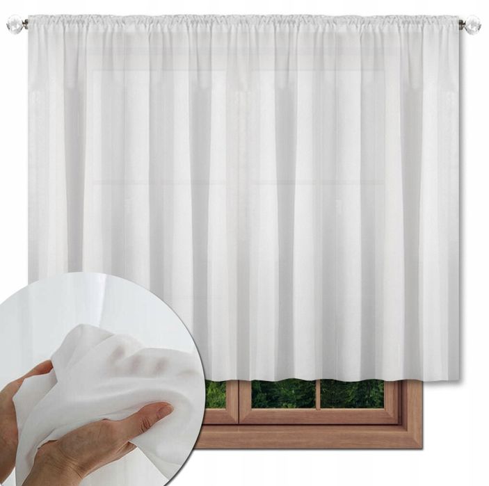 Firana Gotowa 120X300 Na Prosto Woal Śnieżnobiała