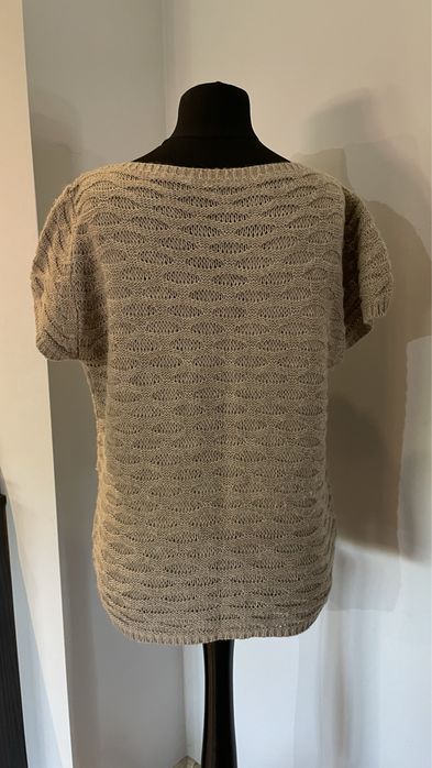 Sweter koszulka sweterkowa brązowo kremowa rozmiar M