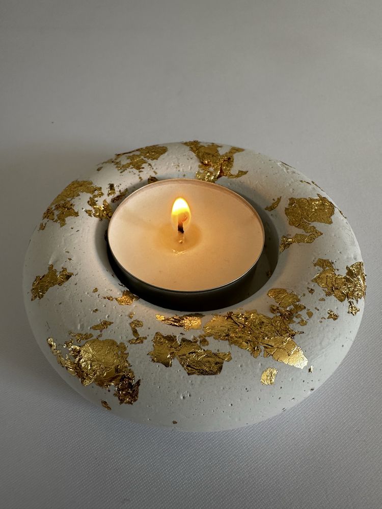 Świecznik gips  boks tealight sojowe zestaw  prezent  podziekowania