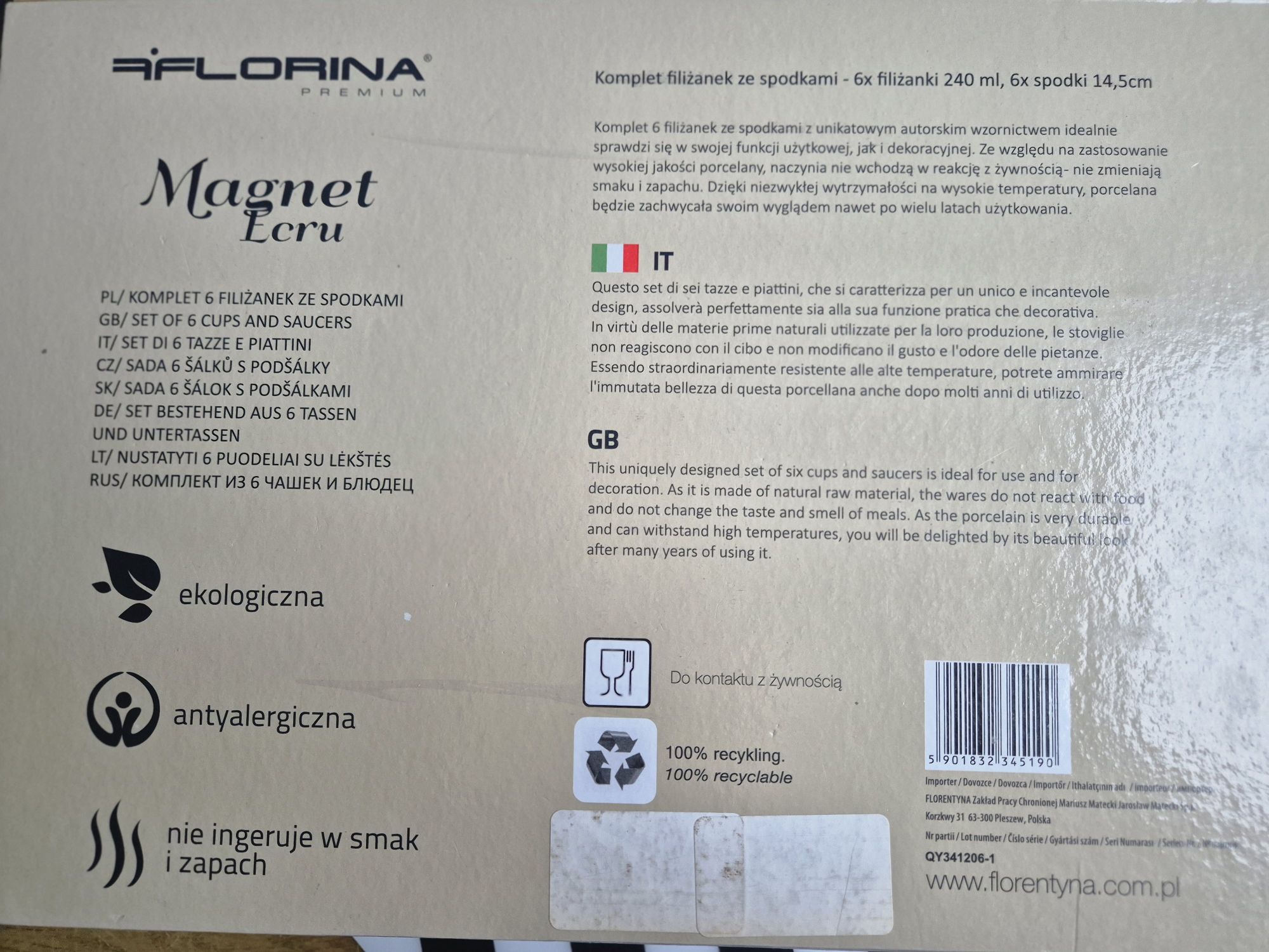 Komplet 6 filiżanek i talerzyków