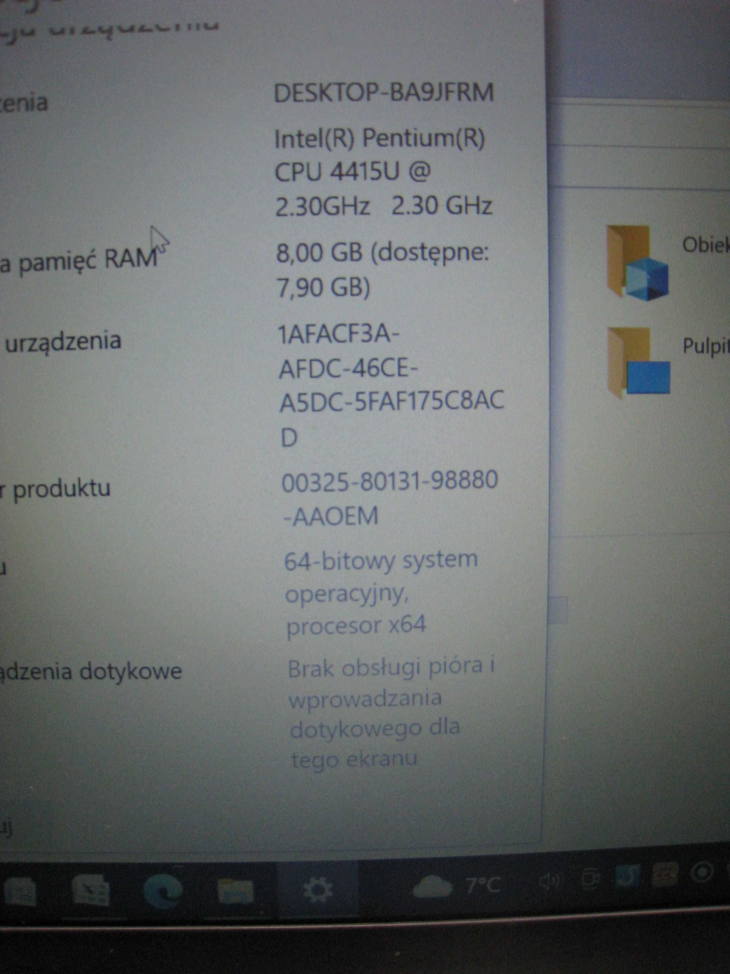 laptop Dell Inspiron Desktop -BA9JFRM Intel/R/ Pentium /R/ CPU 4415U