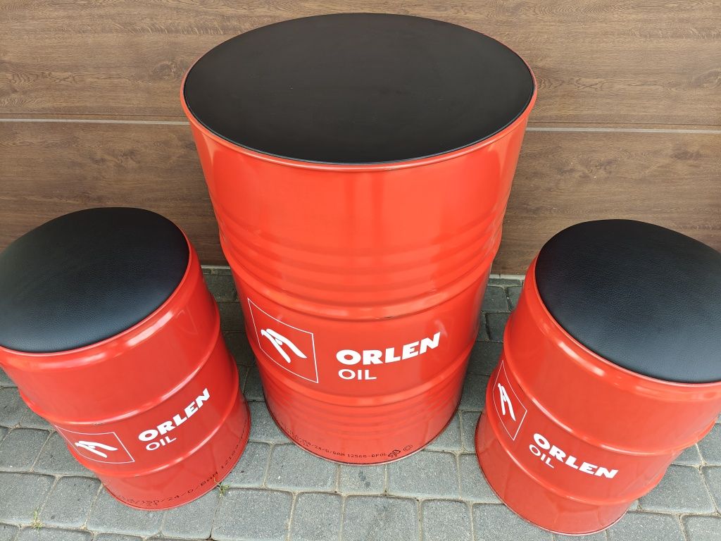 Zestaw mebli z beczek Orlen Oil