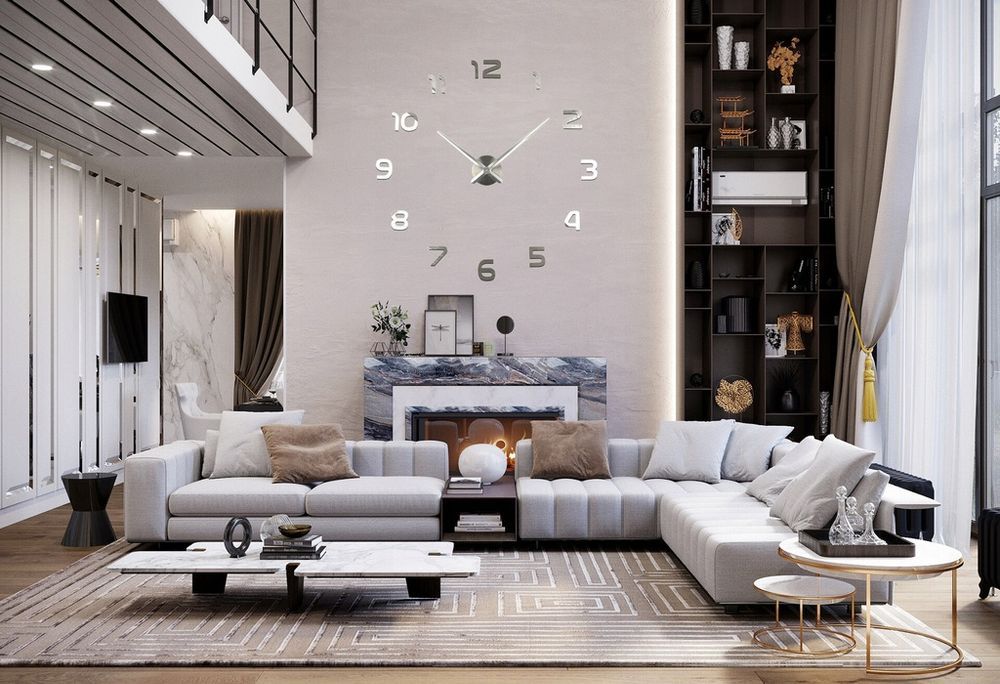 Stylowy duży zegar ścienny diy srebrny 35-100cm lustro