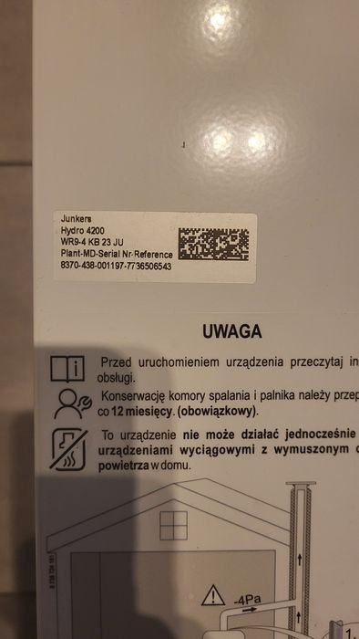 Gazowy podgrzewacz wody Junkers Hydro 4200 WR9-4 KB23 JU