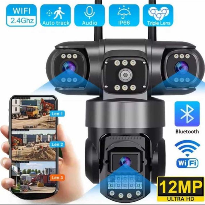 Камера наружная поворотная уличная WIFI V380 SC28-4G 4Mp на сим-карте