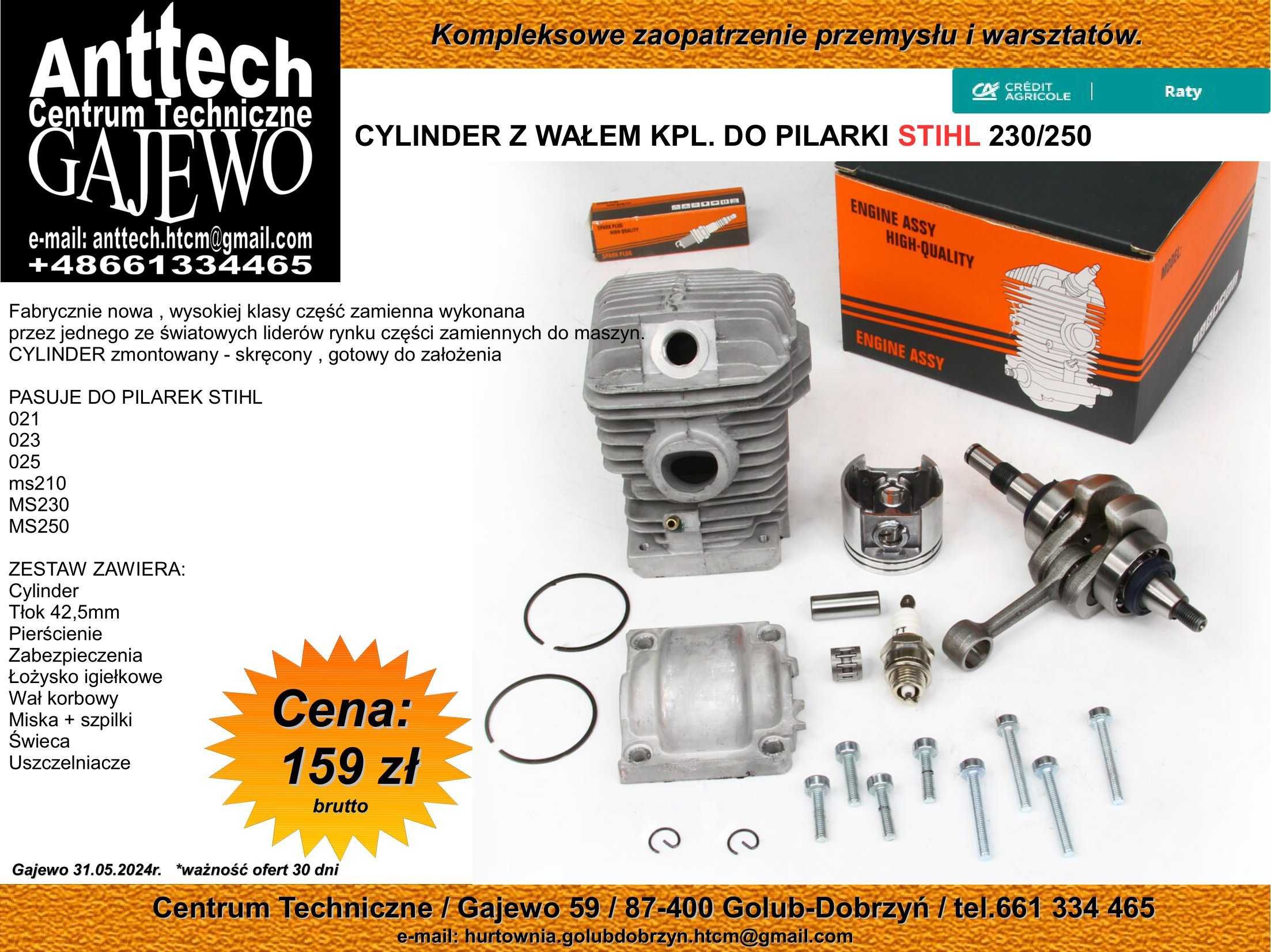 Cylinder z wałem do PILARKI STIHL 170/180 kpl. M90697