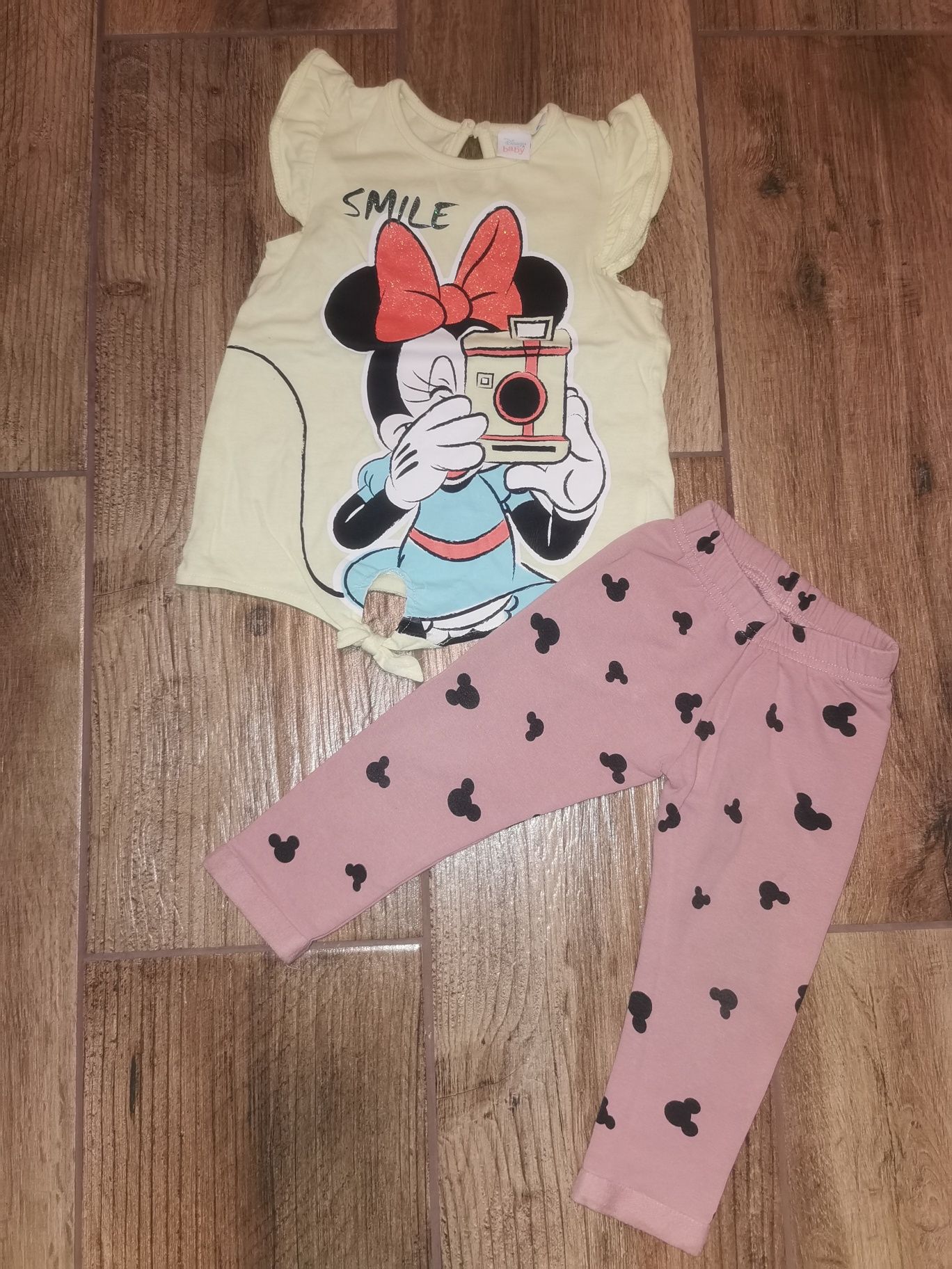 Zestaw Myszka Minnie Mini bluzka t-shirt i spodnie dresowe wąskie 86