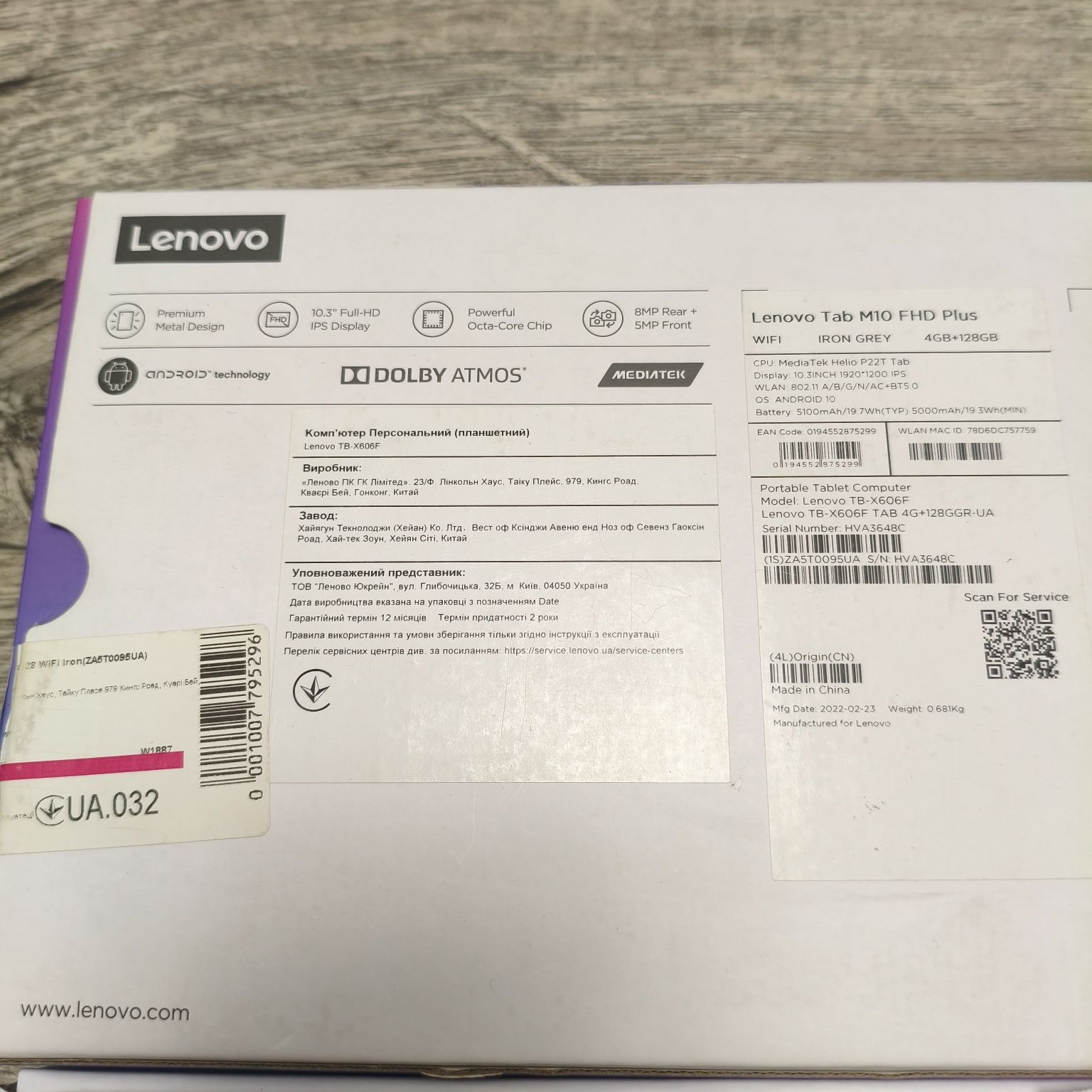 Планшет Lenovo Tab M10 FHD Plus 4/128 TB-x606F