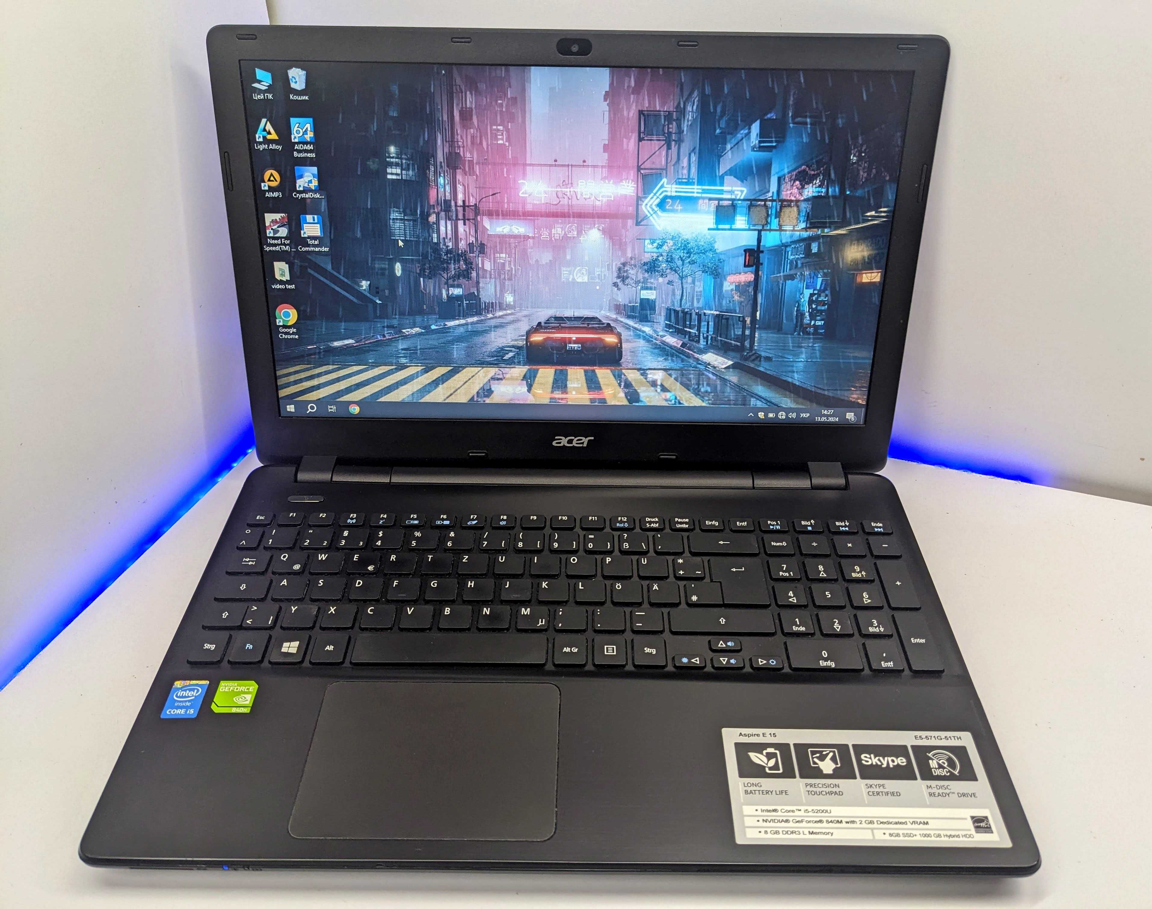 Ноутбук Acer Aspire E15 i5-5200U/8Gb DDR3/128SSD+500HDD/2gb 840M