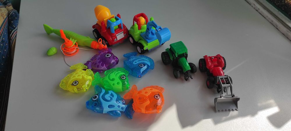 Ciągnik, ładowarka, betoniarka, wędka