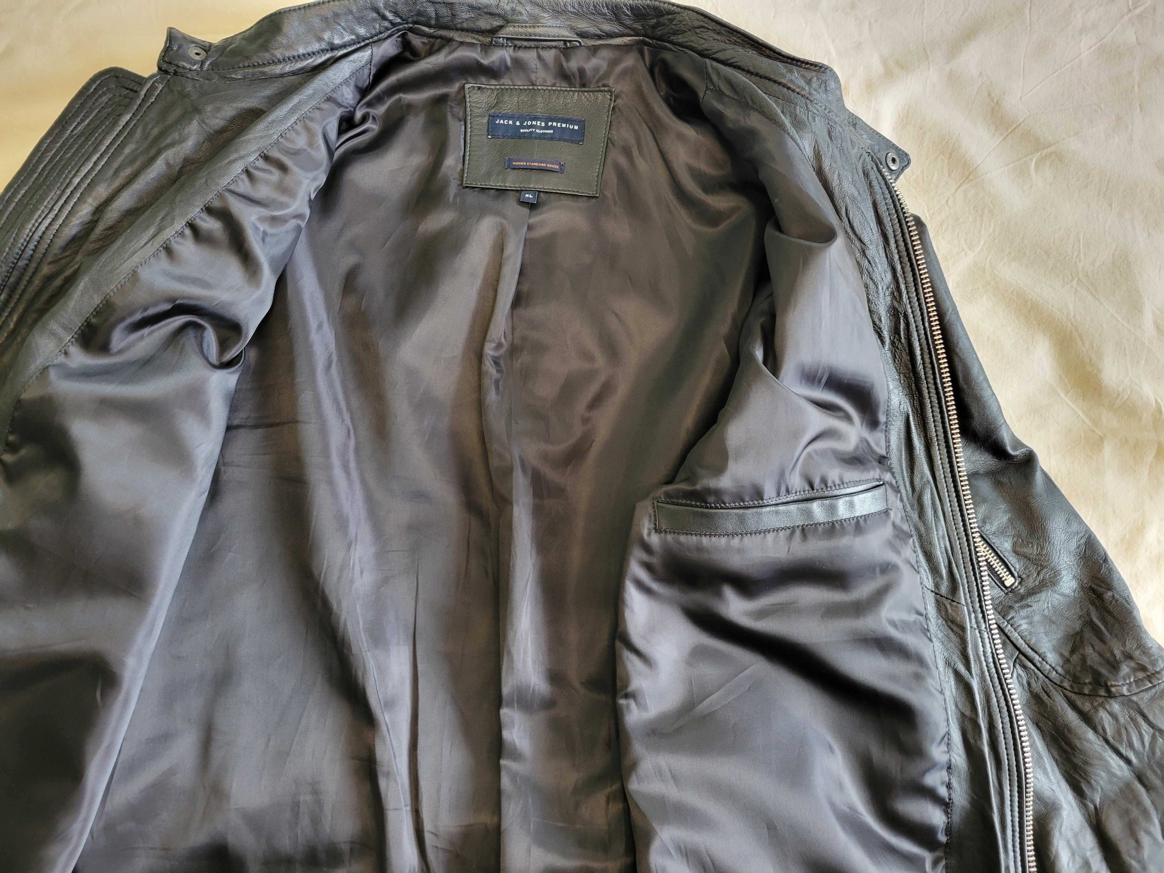 Куртка кожаная Jack & Jones Premium XL. Cafe Racers, Мотокуртка.