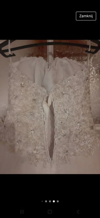 Suknia ślubna - księżniczka bez ramiączek, gorset