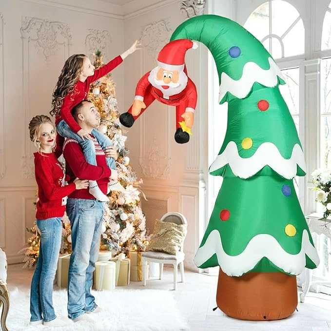 Dmuchana dekoracja świąteczna Bożonarodzeniowa choinka Mikołajem 2,5m