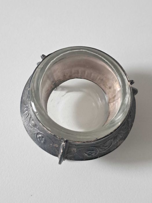 Solniczka ze szklanym wkładem ZSRR miedzionikiel