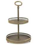 Patera Dekoracyjna Piętrowa Złota Brązowa Metal Retro Vintage 122852