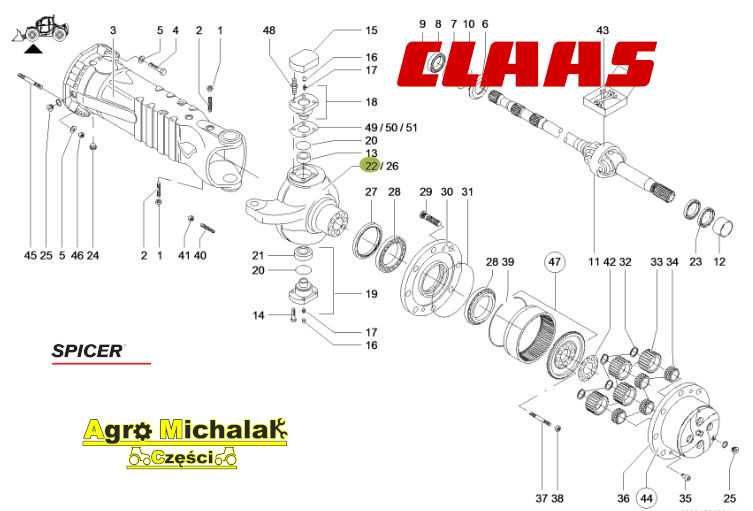 Zwrotnica prawa Claas 6030, 6040, 7040, 7045, 9040,