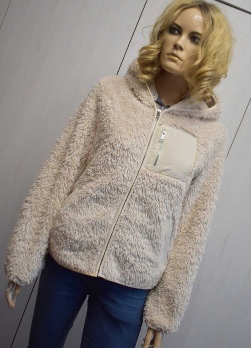 Bluza 34 XS zasuwana ciepła pluszowa z kapturem oversize ocieplana