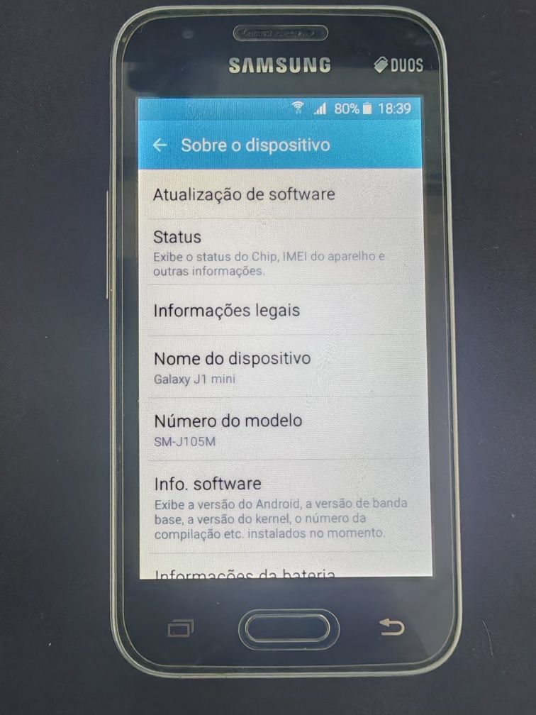 Samsung Galaxy J1 Mini duos ver 5.1.1 - Perfeito para SMS, WhatsApp