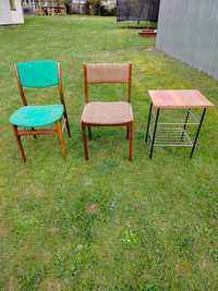 Krzesła 2szt PRL plus stolik