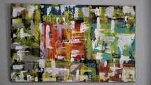 Tela abstracta pintada a acrílico 80x50cm, Nova