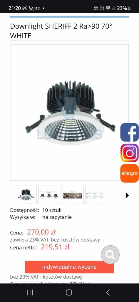 Laaaa sufitowa sklep   Downlight LED SHERIFF Z Ra>90 55° WHITE
Reflekt