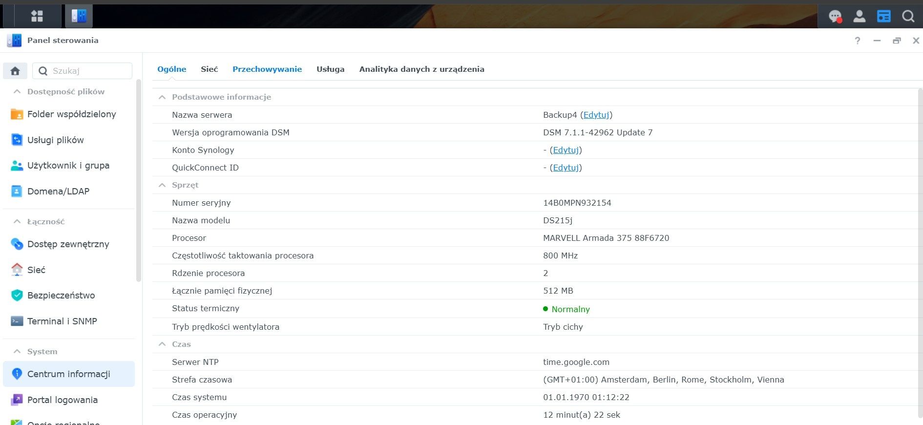 NAS Synology 215j 2x.2TB dysk sieciowy