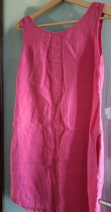 Różowa sukienka lniana letnia XL Taboo fuksja