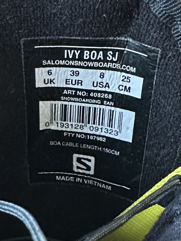 Buty snowboardowe Salomon Ivy Boa Sj Sterling B/Wh 39