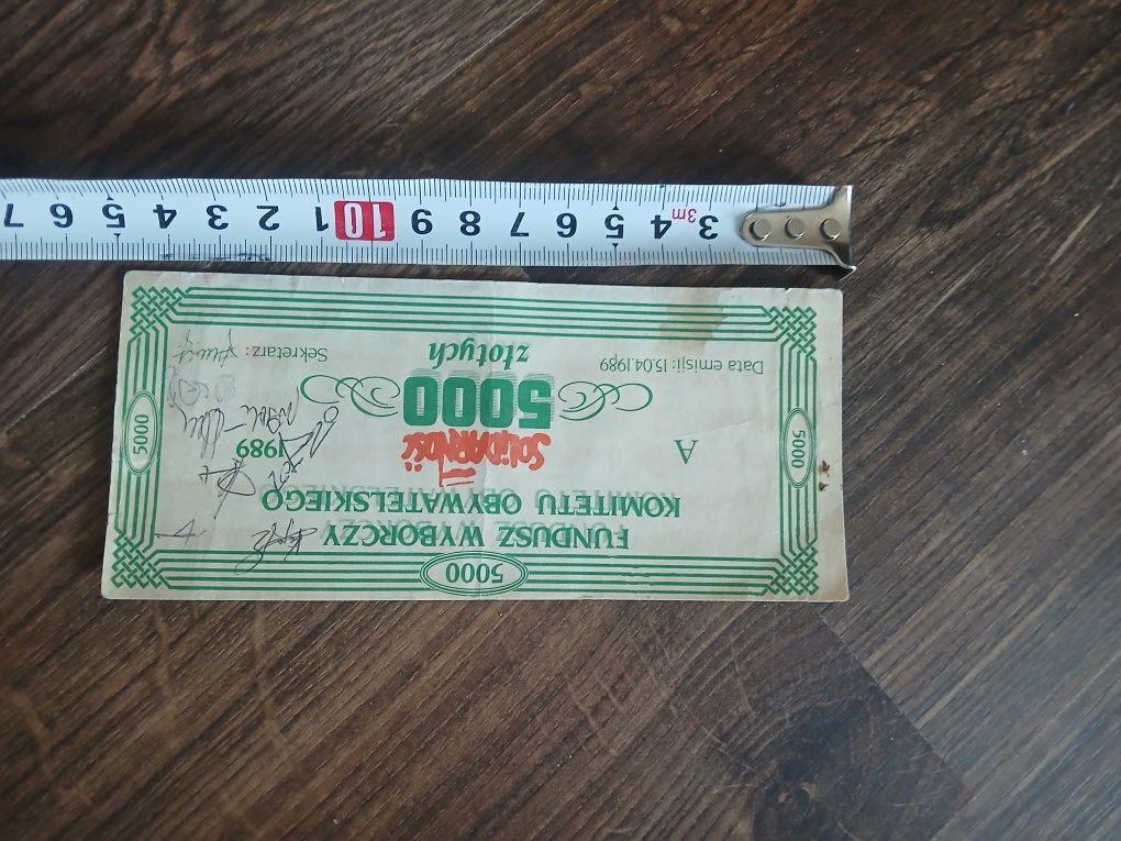 PRL cegiełka 5000 zł Solidarność 1989