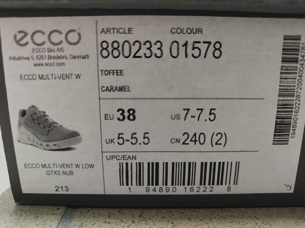 Buty Ecco Multi-Vent rozmiar 38 Low Gtxs Nub