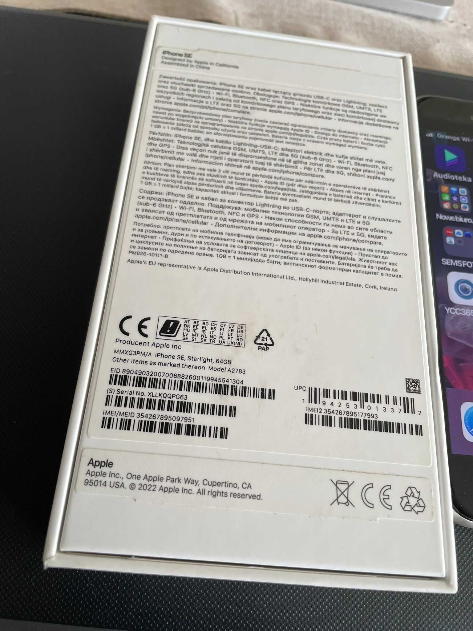 iPhone SE 2022 biały jak nowy