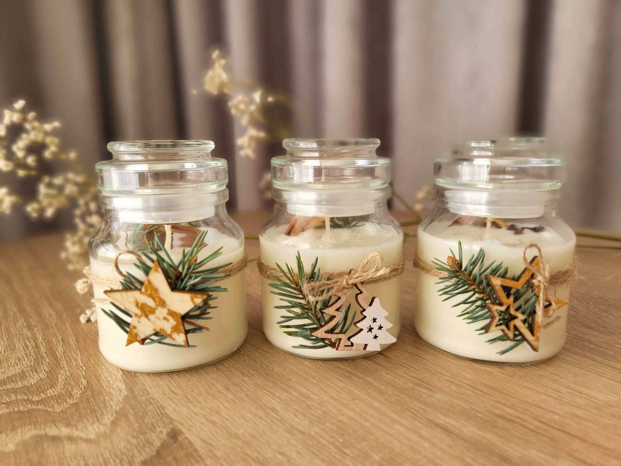 Zestaw 3 świec sojowych prezent hand made naturalny szkło