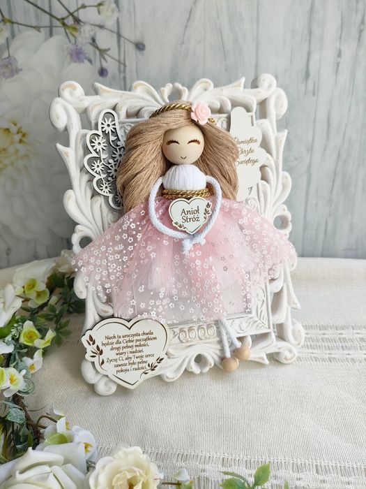 Pamiątka Chrztu Świętego Anioł Stróż w ramce