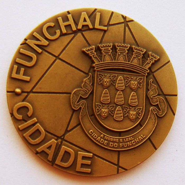 Medalha de Bronze Brasão Elevação da Vila Funchal a Cidade Madeira