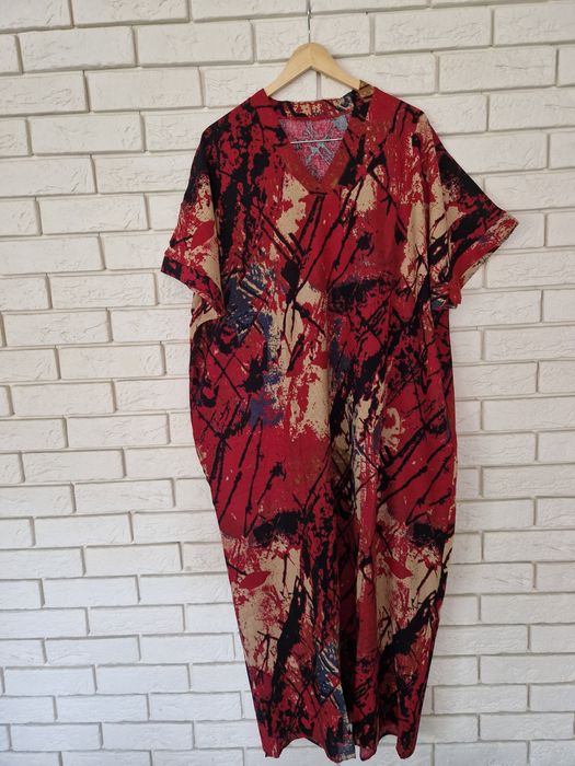 Lniana sukienka maxi boho chick one size XXL XL Plus size vintage