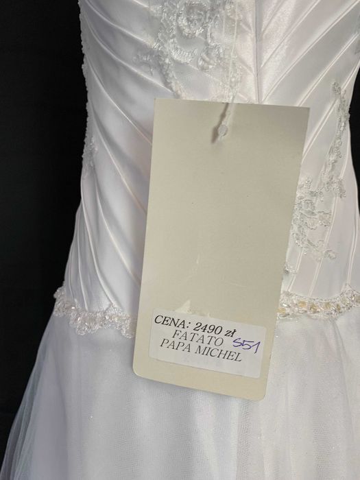 Nowa suknia ślubna z metką księżniczka tiulowa 38 M brokatowa halter