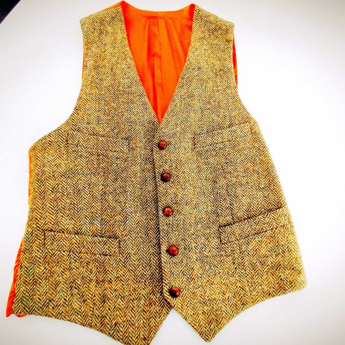 Óptimo conjunto de casaco e colete de homem em Harris Tweed