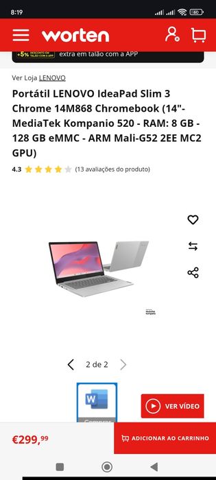 Portátil Lenovo ideal pad Slim 3